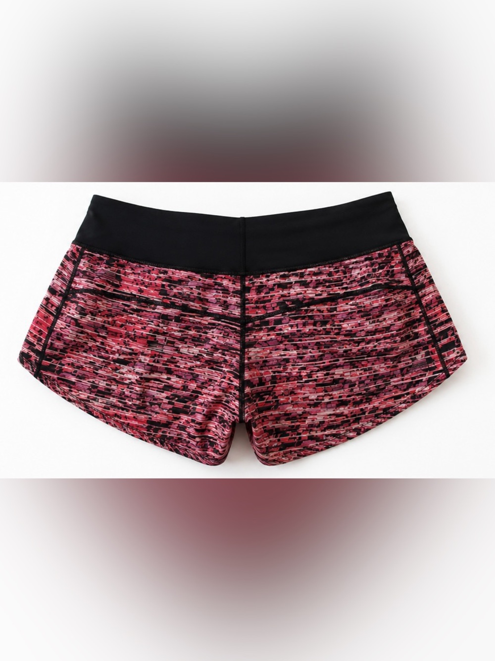 Lululemon Speed Up Shorts Pink Red Black Print Size 8 Reg Running - Picture 2 of 6
